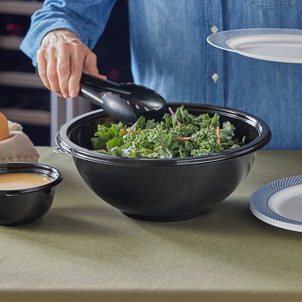 Visions 160 oz. Black PET Plastic Round Catering / Serving Bowl - 25/Case